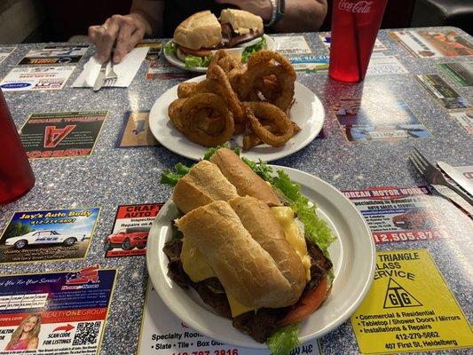 Poor Boy, onion rings and Hot Italian