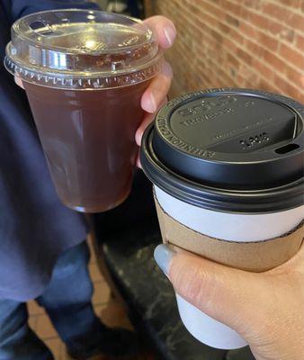 Cold brew, medium; latte, medium.