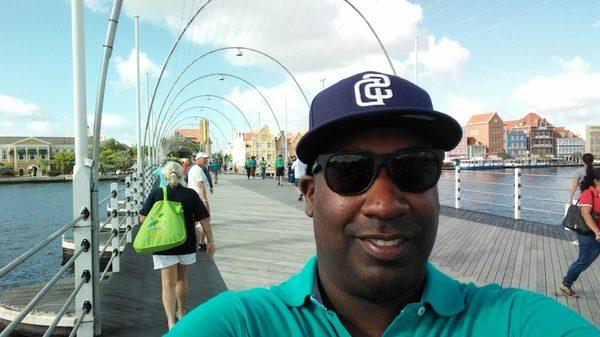 On the famous bridge in Curacao!