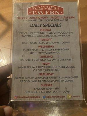 Daily specials