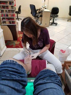 Bill Lewis of Vero Beach stopping in for a mani/pedi.