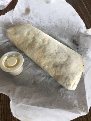 Breakfast burrito with delicious salsa