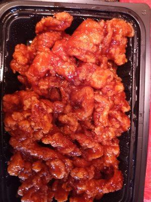 Empress Chicken. It was just like General Tso's Chicken. Tastes OK. I'd give in a 3/5.