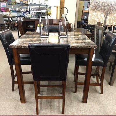 brown marble counter height dinette set