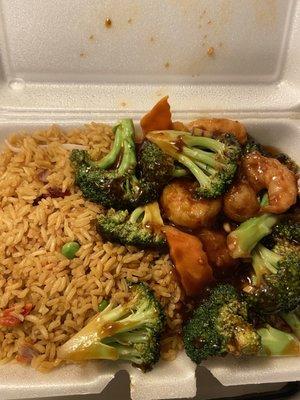 Shrimp & broccoli w garlic sauce (lunch)