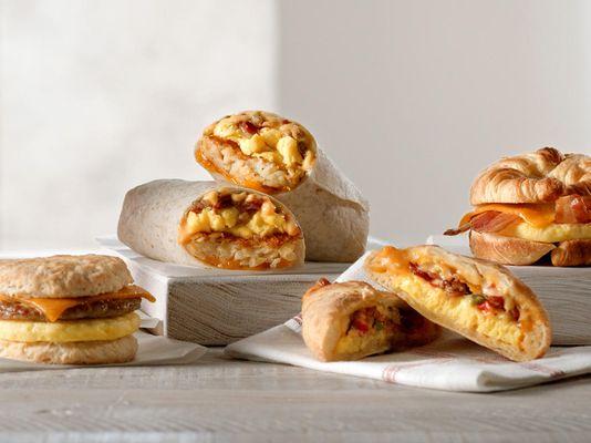 Breakfast Sandwiches, Burrito, and Handheld