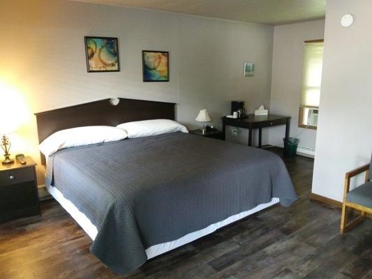 Newly remodeled rooms, new beds and now have king rooms available! This is a pet friendly king room. 75 a night and 10 extra for a pet.