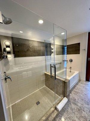 Walk in shower and tub