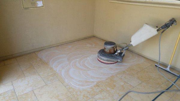 We do all kinds of stone polishing. This is travertine.