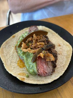 Steak taco. Best item we had. Tiny