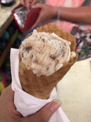 Yummy moose trail in a waffle cone