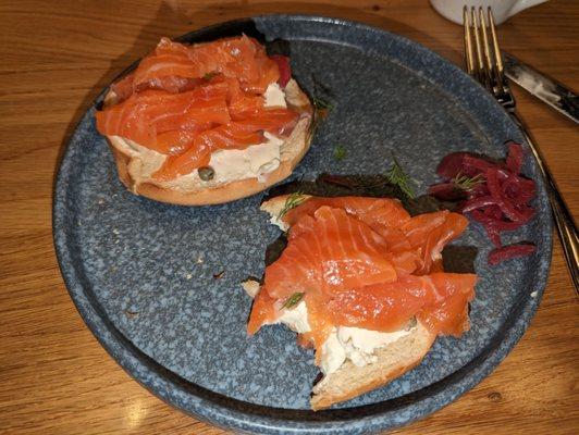 This is their bagel and gravlox plate.