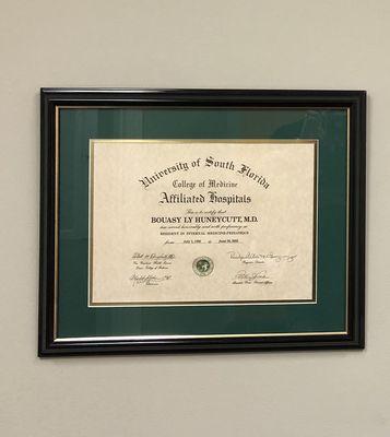 Certificate of Completion of Residency In Internal Medicine and Pediatrics