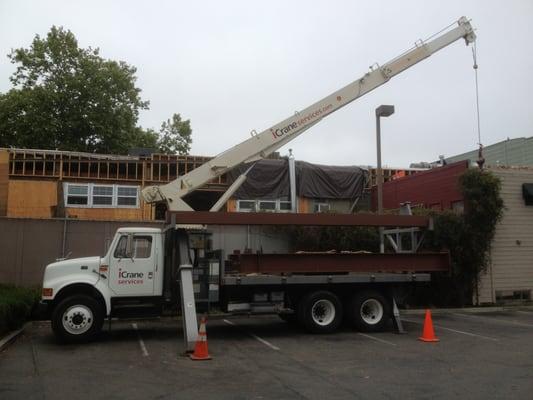 AAA Welding also owns this crane truck and we do HVAC installs in addition to other uses