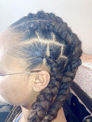 Cornrowed locs with extensions