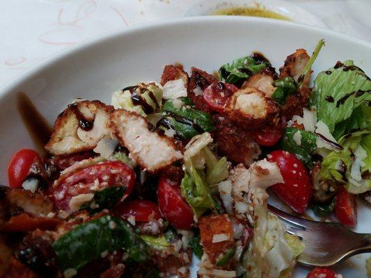 Parmesan crusted grilled chicken salad.