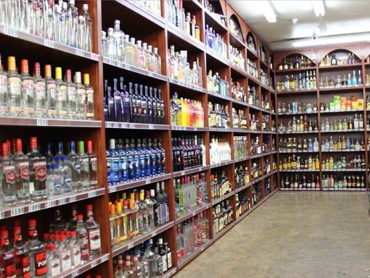 Floor to ceiling liquor wall