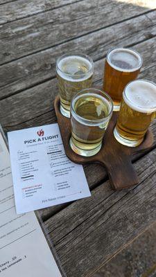 My flight of ciders and beers