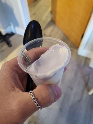 Sample of taro and passion fruit soft serve