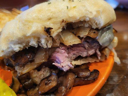 Perfectly cooked juicy steak sandwich