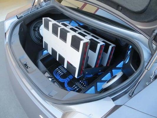 Fully custom and motorized trunk with lighting and dual Ipad Mounts