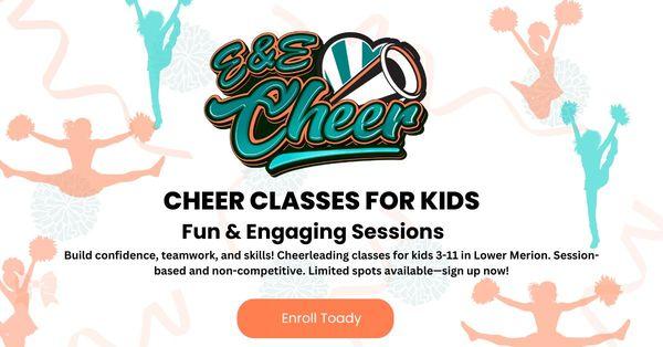 E&E Cheerleading, classes for kids ages 3-10.