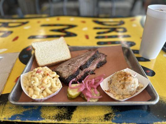 Brisket Plate w Potato Salad & Mac n Cheese.