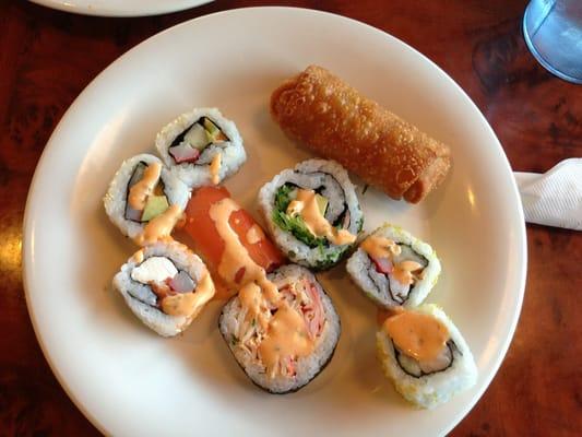 Sushi and egg roll