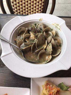 Almohad en salsa verde (clams in white wine and parley) the BEST PART of our meal!