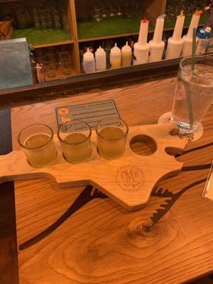 Flight if delicious beers! Mango Peach Gose is my favorite!