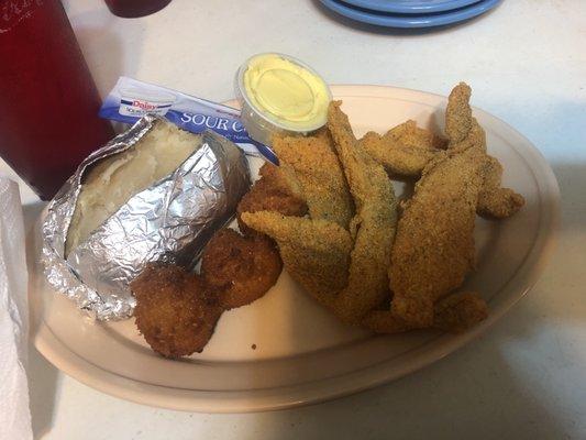 Fried catfish and a baked potato!