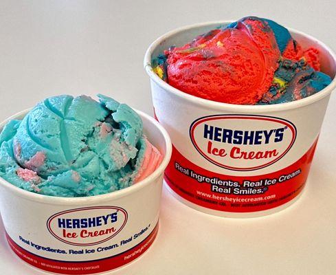 Midweek calls for a colorful cold treat!  *‿*  Yes to #Cotton Candy and #Superman @ Hershey's Ice Cream-Old St. Augustine Rd.