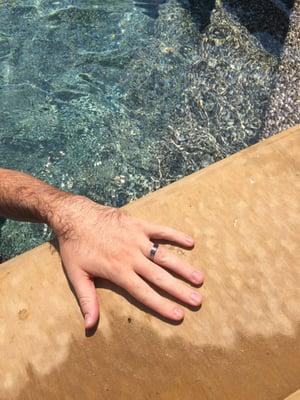 My husband's band, sized perfectly, even pool safe!