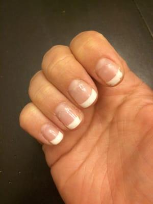 I got the Gel manicure, this is 10 days old. My pointer finger and ring finger chipped, and all around my cuticles it's peeling away. :/