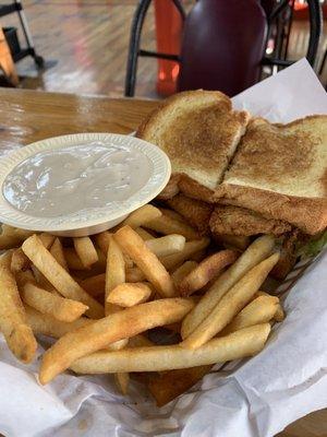 Chicken Fried Chicken Sandwich with Fries and Gravy