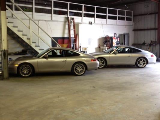 Porsche in for service.