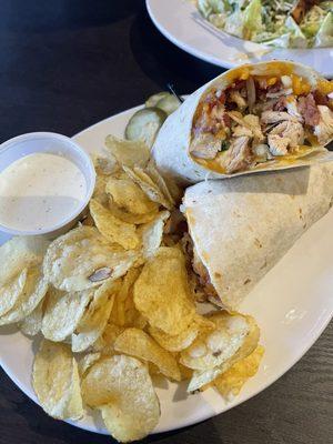 Southern chicken wrap with side of ranch is delicious!