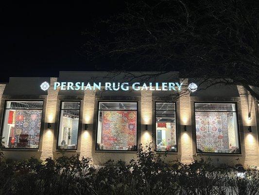 Store front view at night