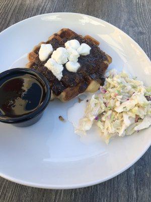 Bacon jam waffle with a side of cole slaw 9.99