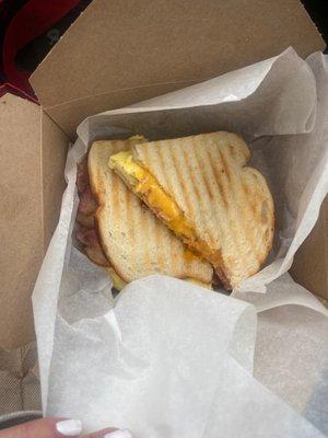 Bacon egg and cheese panini! Delicious