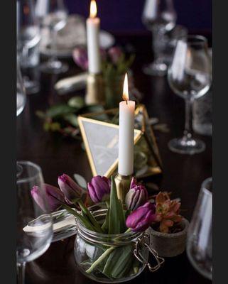 intimate dinner setting with in-house decor