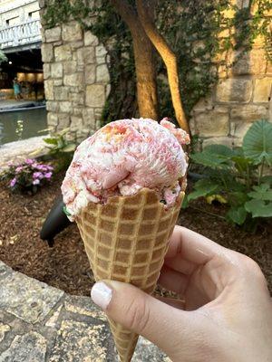 birthday cake ice cream with waffle cone