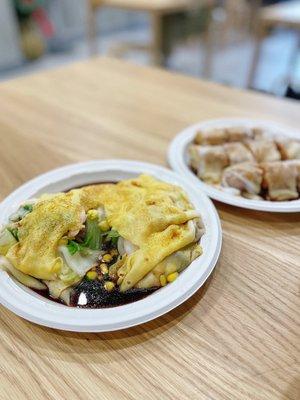 R1. Marinated Beef and Shrimp with Chives Rice Noodle Roll  addon: Egg & corn