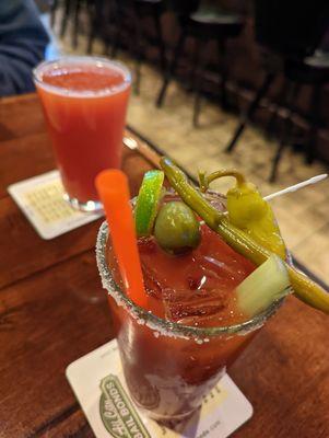 Bloody Mary for $6.75 and Red Beer (Bud Light) for $4.25.