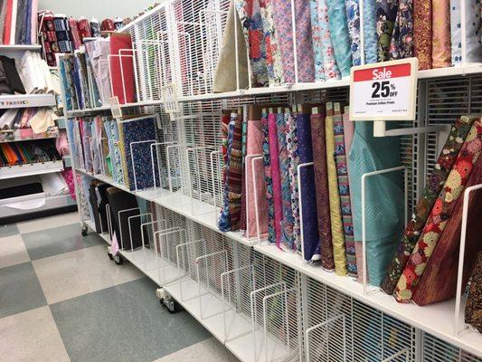 This is the "fabric selection" at Joann's Memphis location.