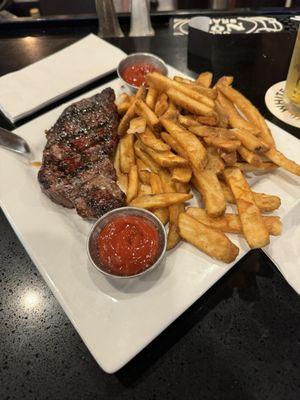 NY strip steak with fries