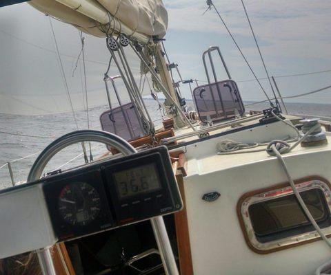 Take the helm or just relax as you sail into the open Chesapeake Bay.