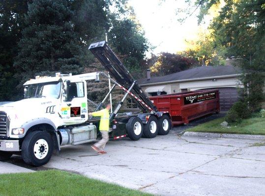 Dropping off a Titan Roll-off Dumpster