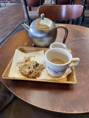 Chocolate Almond scone, and London Fog tea service