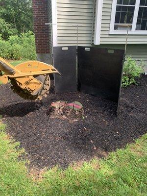 Grind next to a house with protective shields